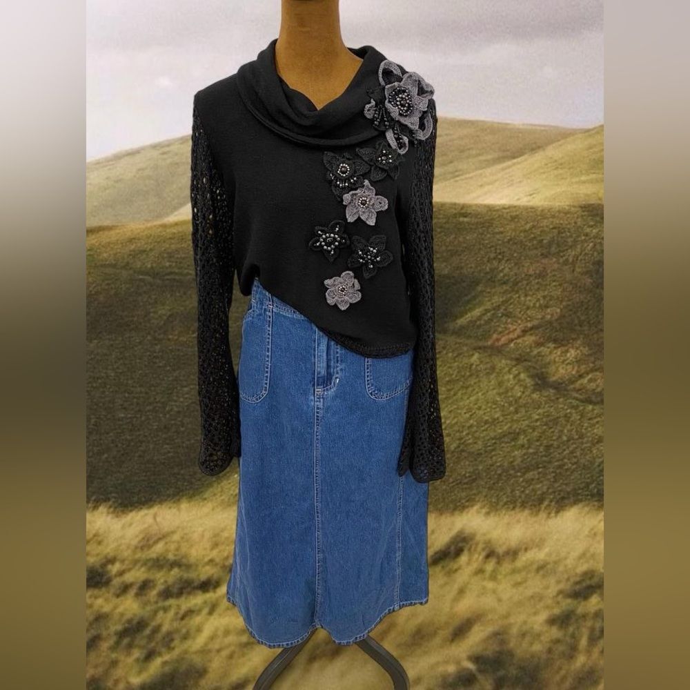 Y2K Whimsigoth Knitted Floral Sweater Top:Mesh Festival Going Out Party Grunge